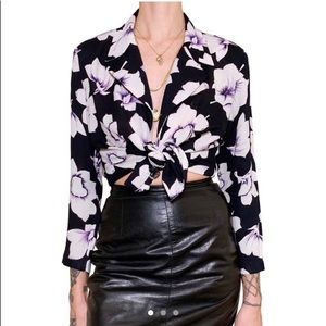 80s floral buttondown